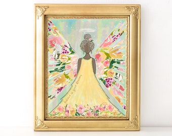 Yellow 3rd Chakra Angel Print / Every Day Spirit / Inspirational / Angel Art / Spiritual Gift / Encouragement /Cancer Gift /Angel Watercolor