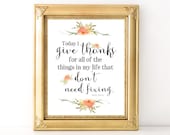 Give Thanks Floral Print / Every Day Spirit / Inspirational Quote / Wall Art Illustration / Gratitude Quote / Dorm Art