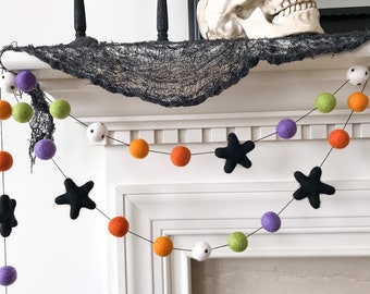 Bewitched Halloween Felt Ball Garland