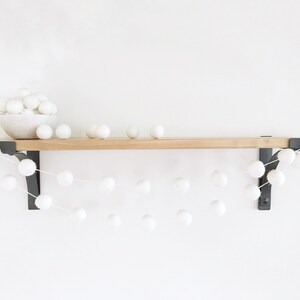 White Felt Ball Garland, Girl or Boy Baby Shower Pom Pom Garland, Wedding Banner, Party Decor image 1