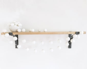 White Felt Ball Garland, Girl or Boy Baby Shower Pom Pom Garland, Wedding Banner, Party Decor