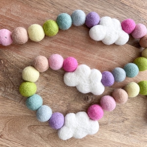 Rainbow and Cloud Felt Ball Garland