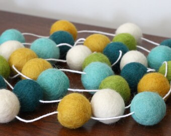 Baby Boy Shower Garland, Felt Ball Garland for Boys Bedroom, Boy Nursery decoration,  Felt Garland, Banner, Party Decor