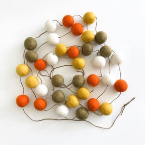 Thanksgiving Felt Ball Garland, Fall Decor, Orange Gold and Brown Pom Pom Garland, Autumn Decoration, Thanksgiving Felt Ball Bunting image 2