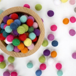 1 cm Felt Balls, Felted Wool Balls, Handmade Wool Felt Balls, Pom Pom Balls CHOOSE YOUR OWN Colors of Felt Balls image 3