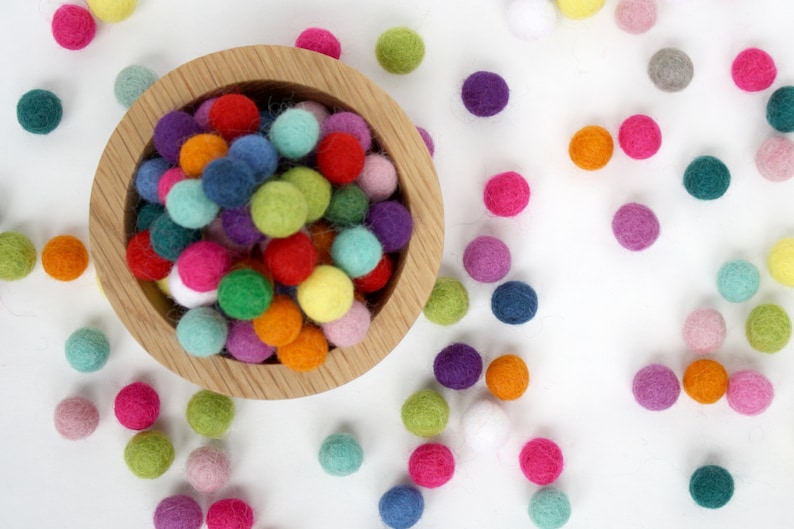 1 cm Felt Balls, Felted Wool Balls, Handmade Wool Felt Balls, Pom Pom Balls CHOOSE YOUR OWN Colors of Felt Balls image 3