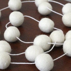 White Felt Ball Garland, Girl or Boy Baby Shower Pom Pom Garland, Wedding Banner, Party Decor image 4