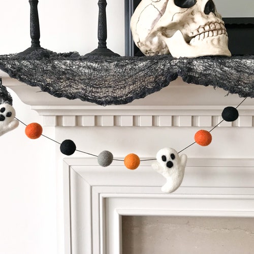 Ghouls Halloween Felt Ball Garland Etsy