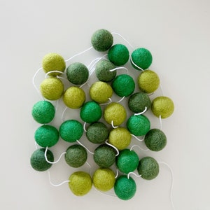 Luck of the Irish St. Patricks Day Felt Ball Garland, Shades of Green Pom Pom Garland image 4