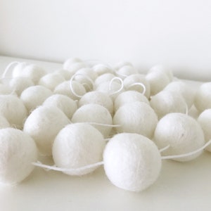 White Felt Ball Garland, Girl or Boy Baby Shower Pom Pom Garland, Wedding Banner, Party Decor image 5