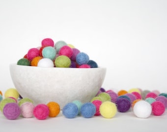 1 cm Felt Balls, Felted Wool Balls, Handmade Wool Felt Balls, Pom Pom Balls - CHOOSE YOUR OWN Colors of Felt Balls