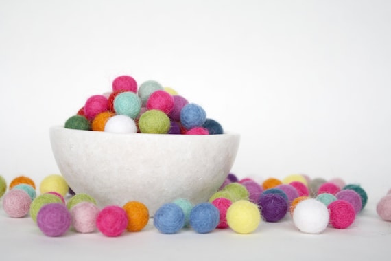 1 Cm Felt Balls, Felted Wool Balls, Handmade Wool Felt Balls, Pom Pom Balls  CHOOSE YOUR OWN Colors of Felt Balls 