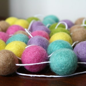 Pastel Easter Egg Garland, Spring Garland, Pom Pom Garland, Banner, Party Decor, Mantel Decoration, Felt Ball Garland