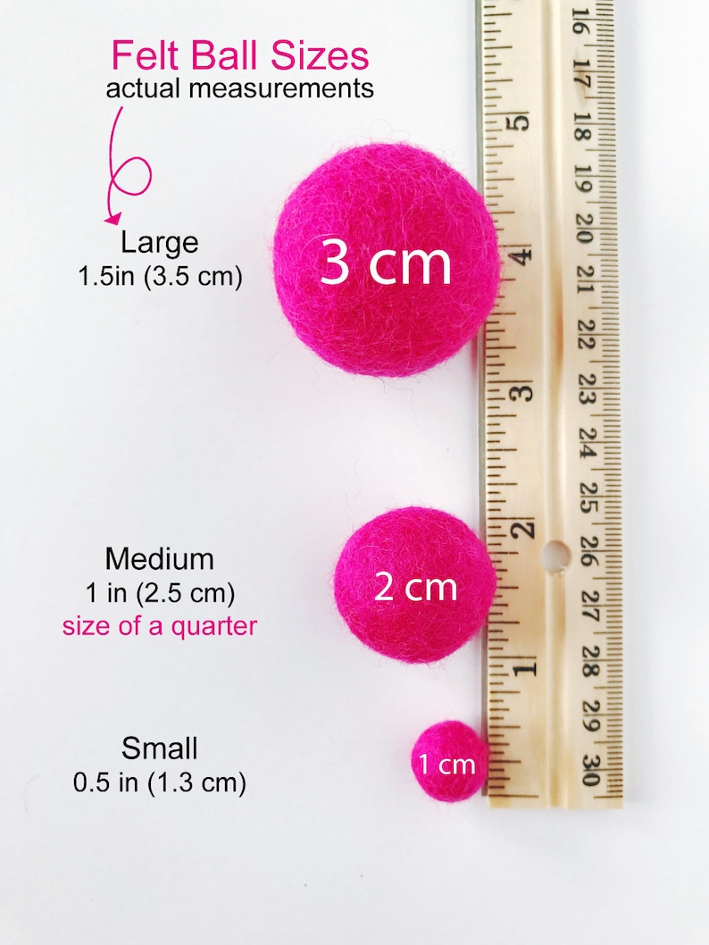 1 cm Felt Balls, Felted Wool Balls, Handmade Wool Felt Balls, Pom Pom Balls CHOOSE YOUR OWN Colors of Felt Balls image 4