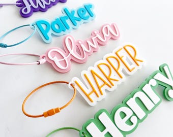 Personalized Name Key Chain, Luggage Tag, Party Favor, Backpack Tag, Lunch Box Tag