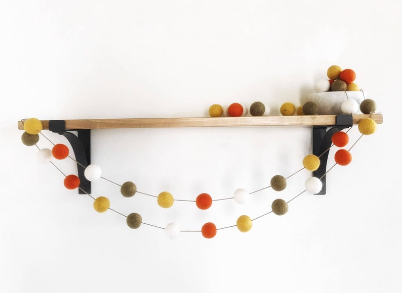 Thanksgiving Felt Ball Garland, Fall Decor, Orange Gold and Brown Pom Pom Garland, Autumn Decoration, Thanksgiving Felt Ball Bunting image 1