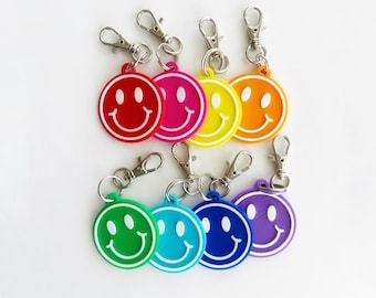 Smiley Face Chain – 3D Printed Charm Keychain / Bag Clip