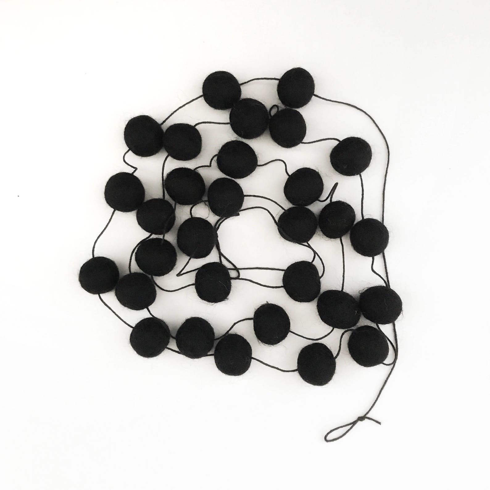 Black Felt Ball Garland Halloween Pom Pom Garland Wedding Etsy