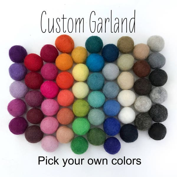 Custom Felt Ball Garland, Design Your Own Baby Shower Pom Pom Garland, DIY Banner, Party Decor