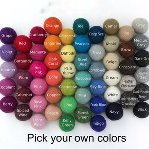 1 cm Felt Balls, Felted Wool Balls, Handmade Wool Felt Balls, Pom Pom Balls CHOOSE YOUR OWN Colors of Felt Balls image 2