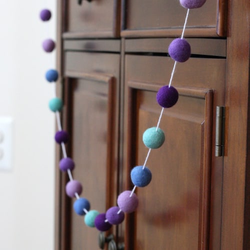 Frozen Birthday Garland Birthday Party Felt Ball Garland Pom Etsy