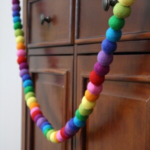 Rainbow Felt Ball Garland, Girl or Boy Baby Shower Pom Pom Garland, Banner, Party Decor image 2