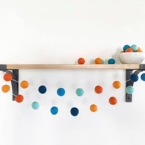 Goldfish Felt Ball Garland, Pool Party Decoration, Baby Shower Pom Pom Garland, Under The Sea Bunting, Nursery Banner, Party Decor