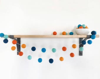Goldfish Felt Ball Garland, Pool Party Decoration, Baby Shower Pom Pom Garland, Under The Sea Bunting, Nursery Banner, Party Decor