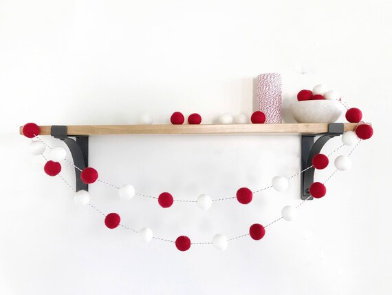 Valentine S Day Felt Ball Garland Holiday Pom Pom Etsy