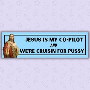 Jesus Is My Co-Pilot | Bumper Sticker | Gen Z Humor | Funny Sticker | Car Decal