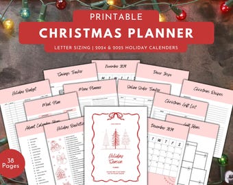 Planificador de vacaciones imprimible / Planificador de Navidad imprimible / Lista de tareas pendientes / Planificador de lista de regalos / Lista de regalos de Navidad / Planificador de fiestas navideñas