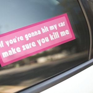 If You're Gonna Hit My Car Make Sure You Kill Me | Bumper Sticker | Gen Z Humor | Funny Sticker | Car Decal