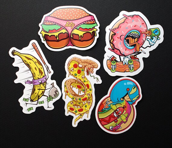 Comida Chatarra Sticker Pack 5 Pegatinas De Vinilo Etsy
