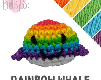 Little Balls of Happy - Rainbow Whale - Crochet Keyring, Keychain, Collectible