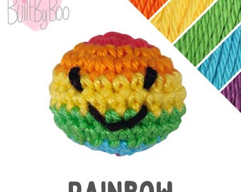 Little Balls of Happy - Rainbow - Crochet Keyring, Keychain, Collectible