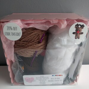 Rudolph the Reindeer Crochet Kit - learn to crochet, craft kit, deer, amigurumi animals, cute, crochet patterns, make an animal, crafting