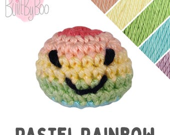 Little Balls of Happy - Pastel Rainbow - Crochet Keyring, Keychain, Collectible