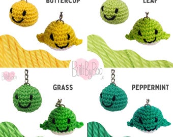 Little Balls of Happy - Yellow, Green - Crochet Keyring, Keychain, Collectible