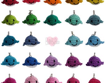Little Balls of Happy - Solid Whales - Crochet Keyring, Keychain, Collectible