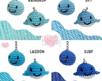 Little Balls of Happy - Aqua, Blue - Crochet Keyring, Keychain, Collectible