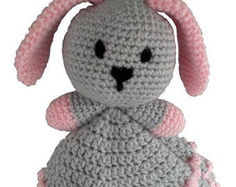 Bunny the Rabbit Blanky - Crochet Pattern (PDF) - instant download, baby security blanket, baby lovey