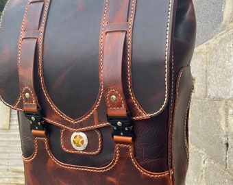 Leather backpack rucksack