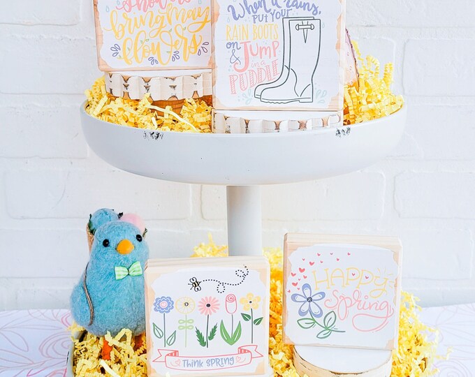 Spring Mini Decorations Spring Mini Signs | Tiered Tray Decor | Mix and Match | Seasonal Decor ...