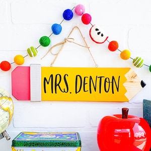 Pencil Teacher Classroom Sign | Personalized Teacher Gift | Classroom Sign