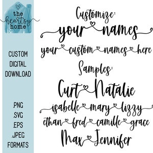 Custom Heart Connected Names | Digital Download | Personalized Digital File