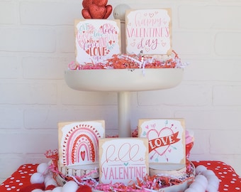 Valentine&#39;s Day Mini Signs | Tiered Tray Decor | Mix and Match | Holiday Decor | Valentine&#39;s Day Decor | Seasonal Decor