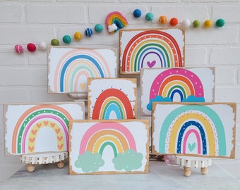 Colorful Rainbow Signs | Farmhouse St. Paddy's Day Decor | Rainbow Decor | Rainbow Sign