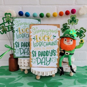 Shenanigans Luck Leprechauns Pot of Gold St. Paddy's Day List Sign | St. Patrick's Day Sign | Farmhouse St. Paddy's Day Decor