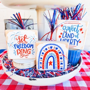 Add a touch of patriotism to any space with our handcrafted Patriotic Itty Bitty Signs! Choose from 12 designs printed on natural stained pine. Perfect for home or office decor.