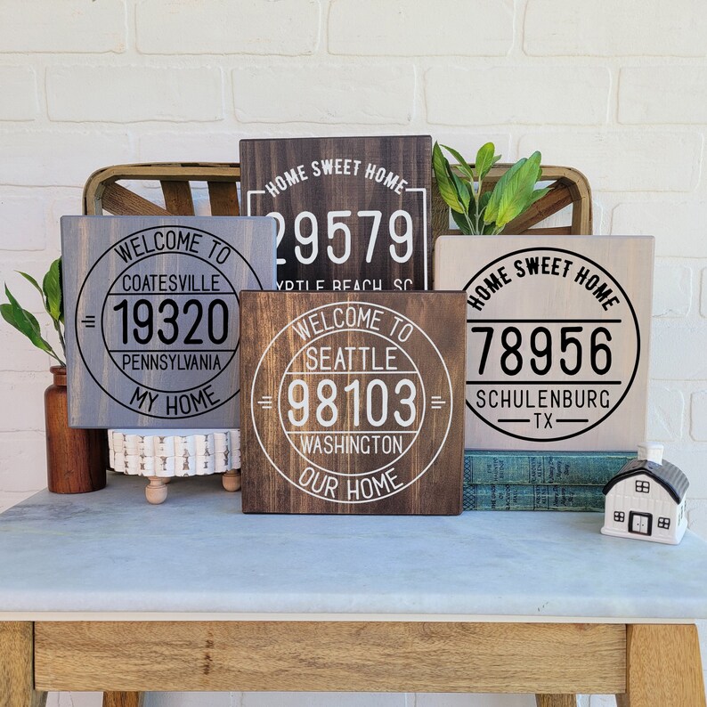 Zip Code Sign Personalized Location Sign Zip Code City - Etsy